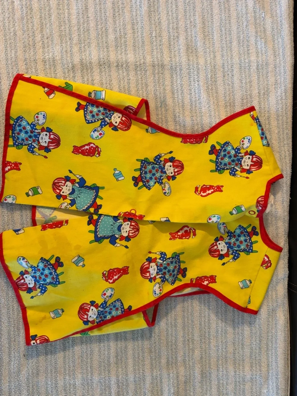 Vintage Kids Yellow Artist Smock with Red Trim